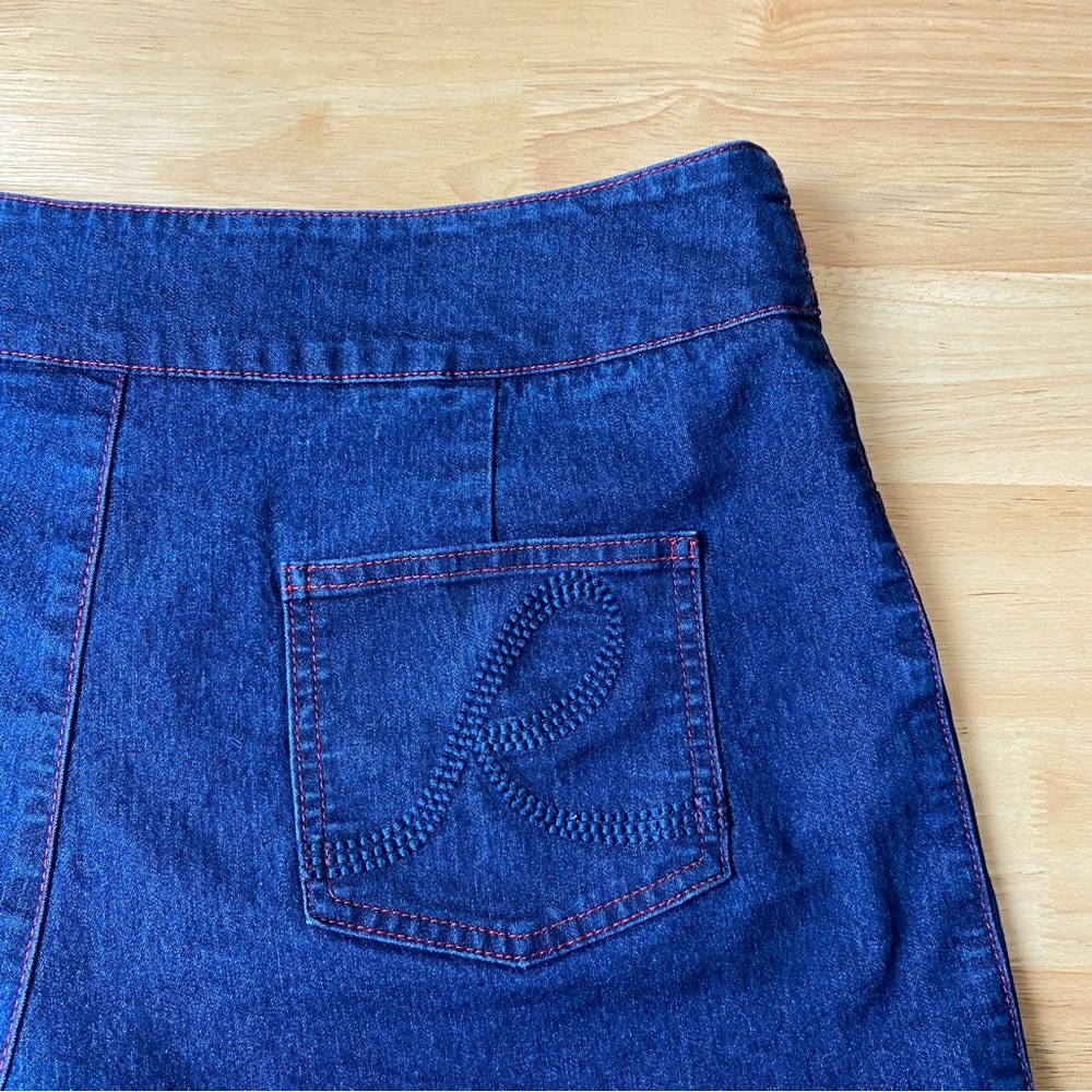 REVIEW 'Going Sailing' Indigo Denim Button Front Stretch Retro Shorts Size 12 - Picture 10 of 13